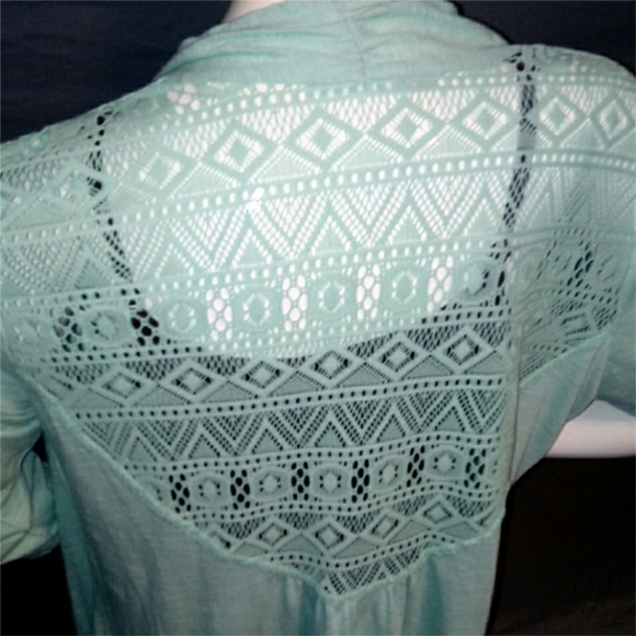 Green Lace Open Back Cardigan - Picture 5 of 7